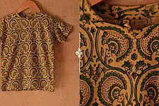 Floral carousels II ✼  Vegetable Colors Ajrakh T-Shirt ( Kids )