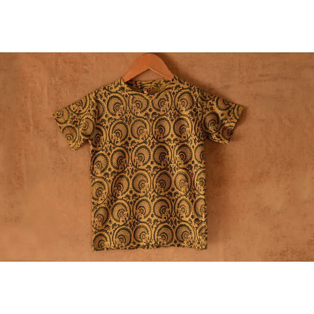 Floral carousels II ✼  Vegetable Colors Ajrakh T-Shirt ( Kids )