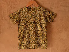 Floral carousels II ✼  Vegetable Colors Ajrakh T-Shirt ( Kids )