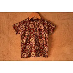 When autumns wondered I ✼ Vegetable Colors Ajrakh T-Shirt ( Kids )