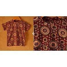 When autumns wondered I ✼ Vegetable Colors Ajrakh T-Shirt ( Kids )