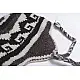 charcoal grey cream handknit woolen beanie cap ear flaps tassels geometric wave pattern winter skull hat gaatha