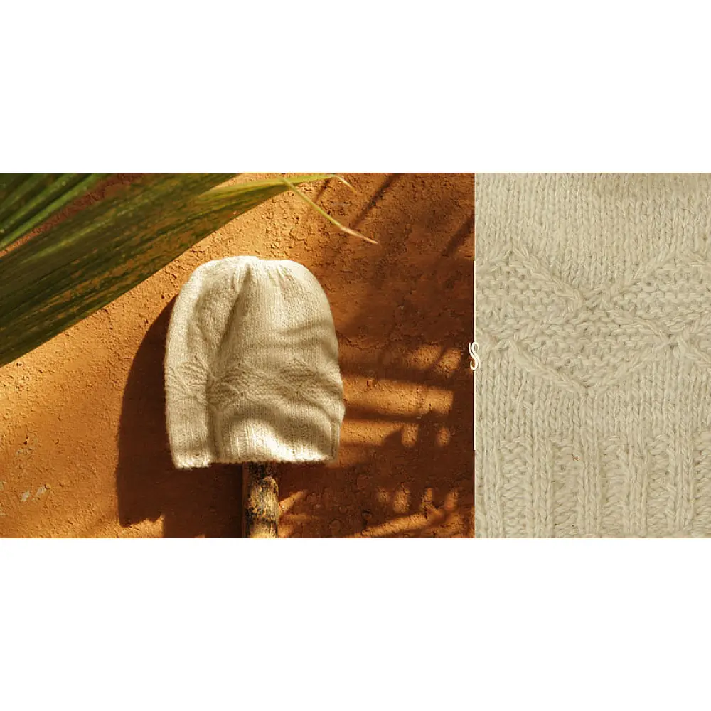 cream white handknit natural color woolen cap textured textured chevron diamond stitch knit beanie winter skull hat gaatha