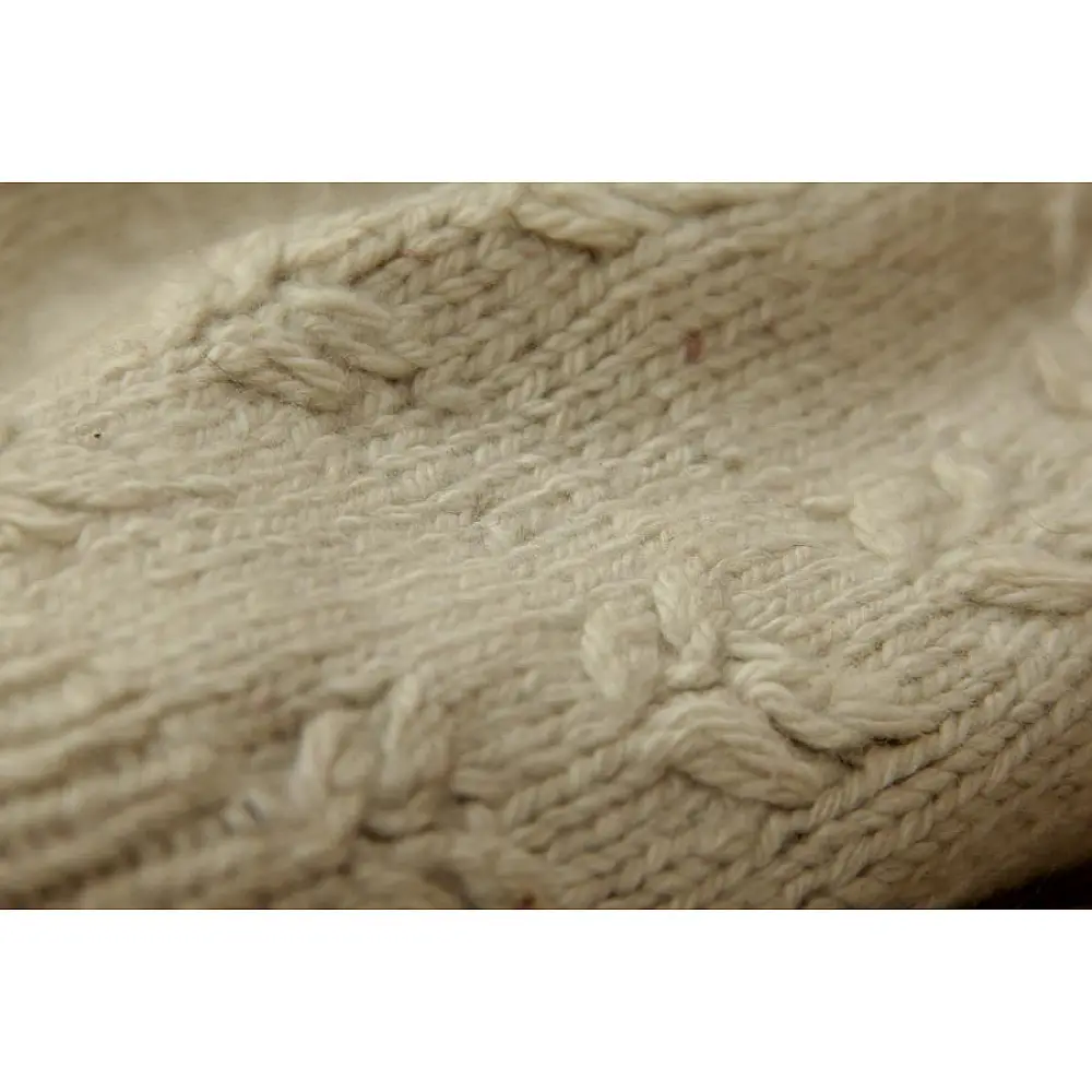 cream white handknit natural color woolen cap vertical cable knit vine branch motif beanie winter skull hat gaatha