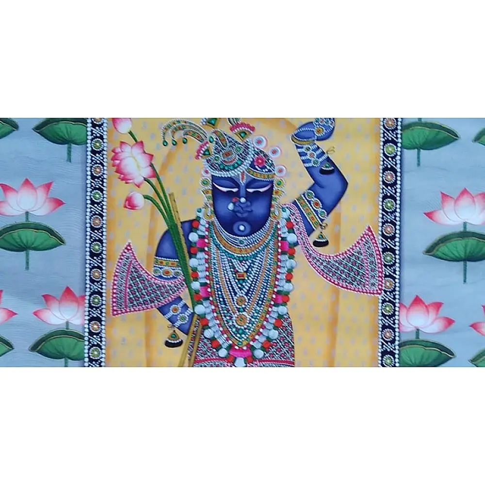 Pichwai Painting Shrinath ji with lotus | Blue colour
