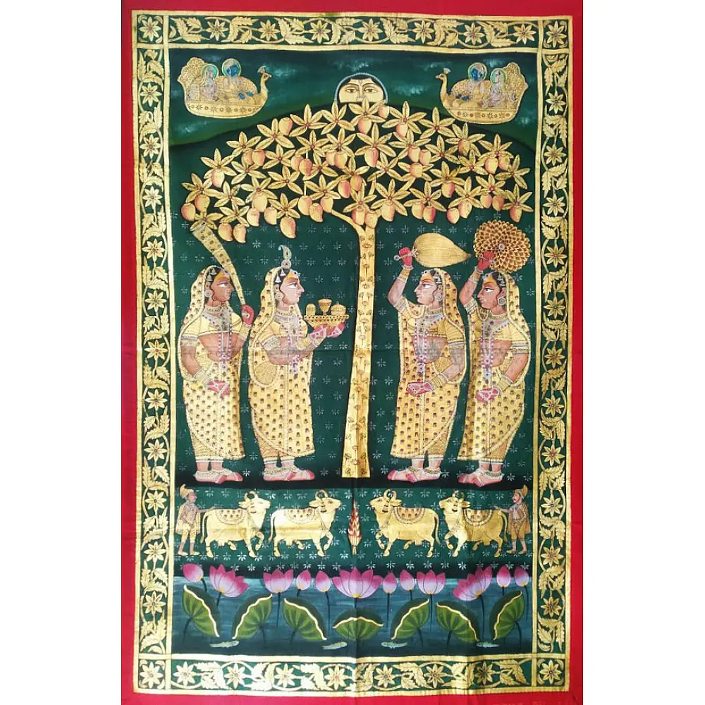 Exclusive Pichwai Painting Gopis ( Real gold foil Work)