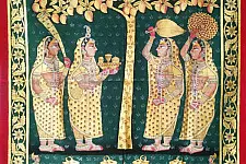Pichwai Painting ~ Gopis . Gold foil Work
