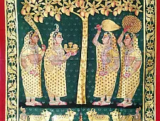 Pichwai Painting ~ Gopis . Gold foil Work