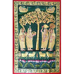 Pichwai Painting ~ Gopis . Gold foil Work