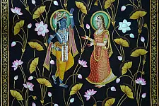 Pichwai Painting ~ Kamal Tal . Radha Krishna ~ { 3 X 5 Feet}