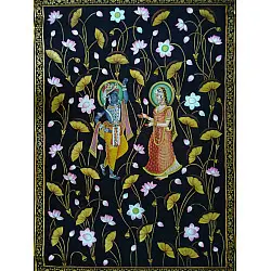 Pichwai Painting ~ Kamal Tal . Radha Krishna ~ { 3 X 5 Feet}