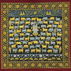 Pichwai Painting ~ Raas . Gold Foil Work { 4 X 4.5 Feet }