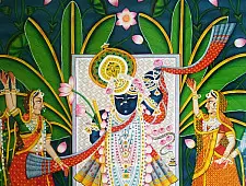 Pichwai Painting ~ Srinath ji . Kamal taal { 3.5 X 5 Feet }