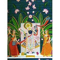 Pichwai Painting ~ Srinath ji . Kamal taal { 3.5 X 5 Feet }
