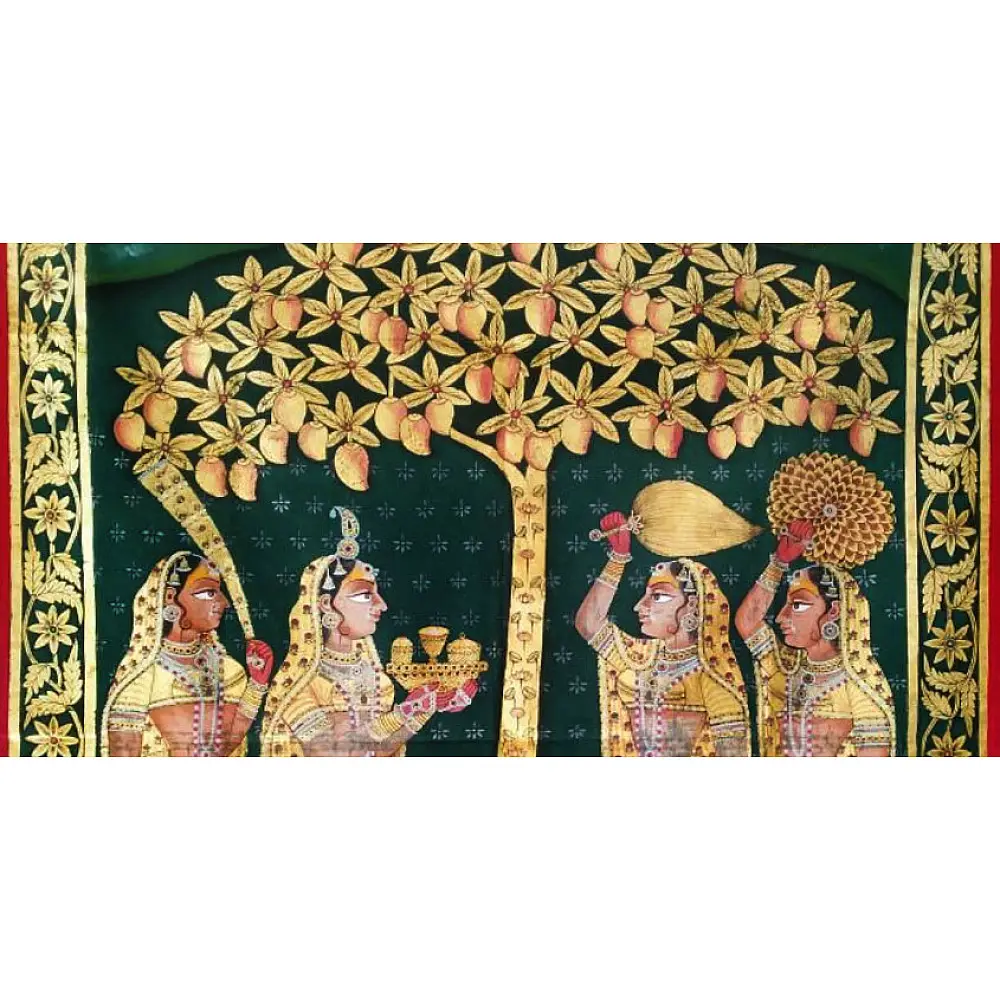 Exclusive Pichwai Painting Gopis ( Real gold foil Work)