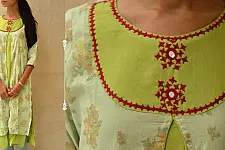 Block Print With Embroidery Kurta ♠ 4