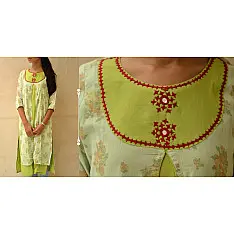 Block Print With Embroidery Kurta ♠ 4