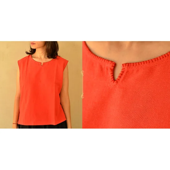 shop orange cotton top