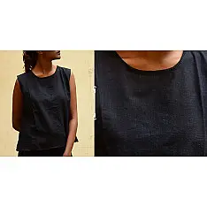 Chhabili . छबीली | Handwoven Cotton Top ♠ Carbon Black