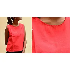 Chhabili . छबीली | Handwoven Cotton Top ♠ Pure Red Color