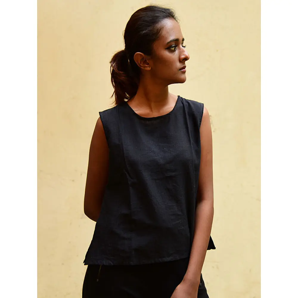 shop cotton black top