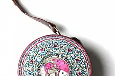 उपवन ~ Leather * Hand Painted { Clutch Round - Matsya Jaal } - 5