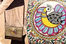 उपवन ~ Leather * Hand Painted { Clutch Madhur Mayur }