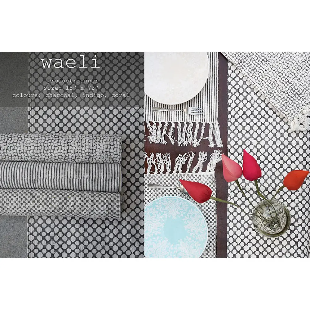 Pomegranate ◐ Cotton Table Mats & Runner { Set- 6 Mats & 1 Runner } ◐ 18