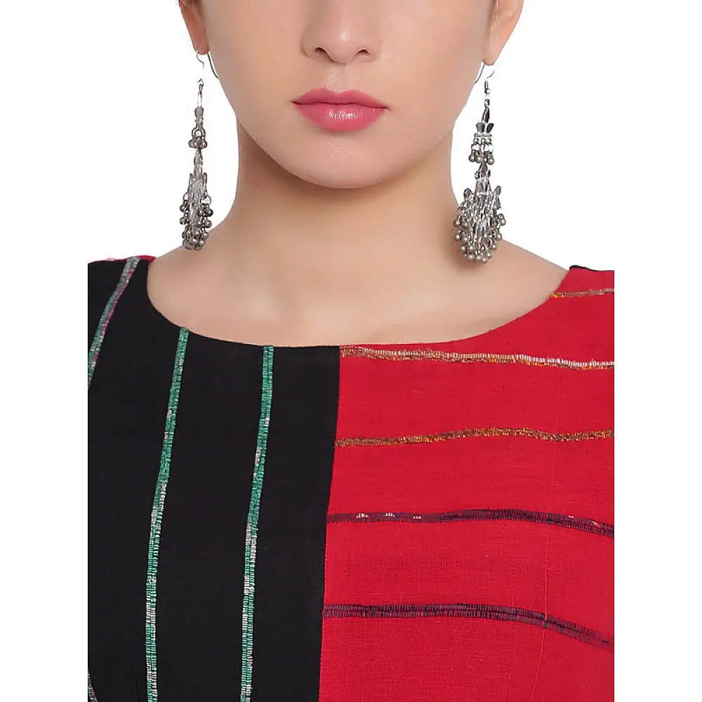 खेस ✥ Black and red panel sleeveless blouse ✥ 3