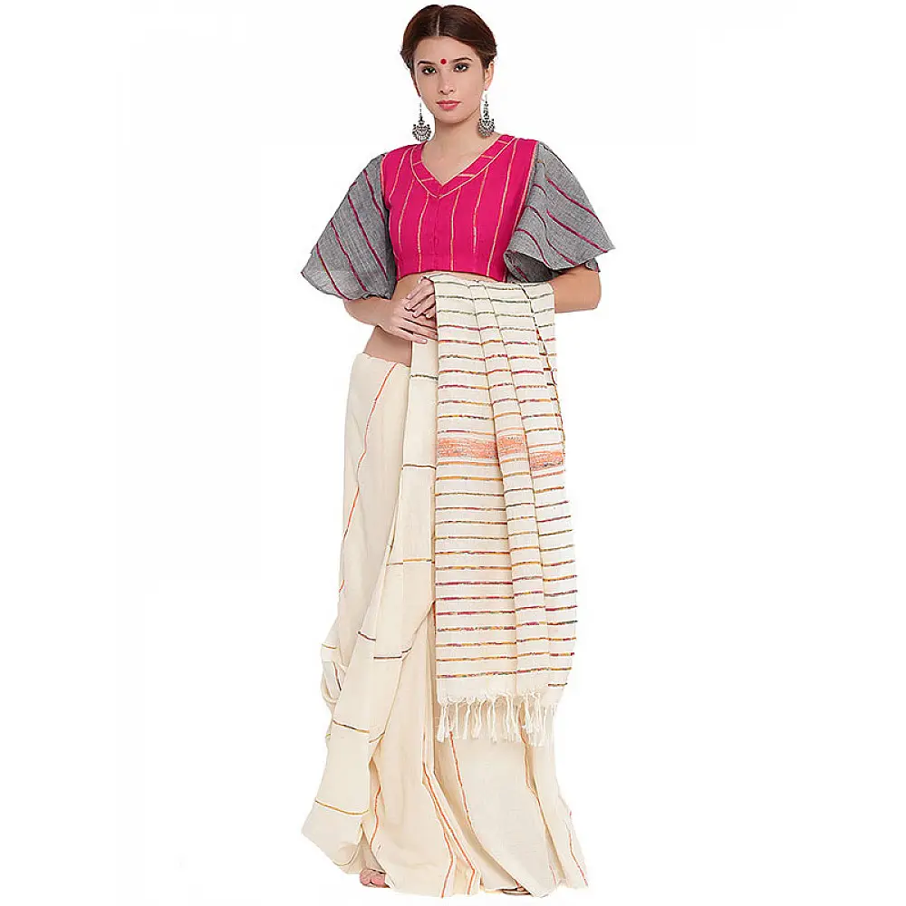 खेस ✥ Pink khesh blouse with grey khesh umbrella sleeves ✥ 8