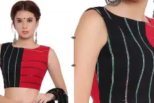 खेस ✥ Black and red panel sleeveless blouse ✥ 3