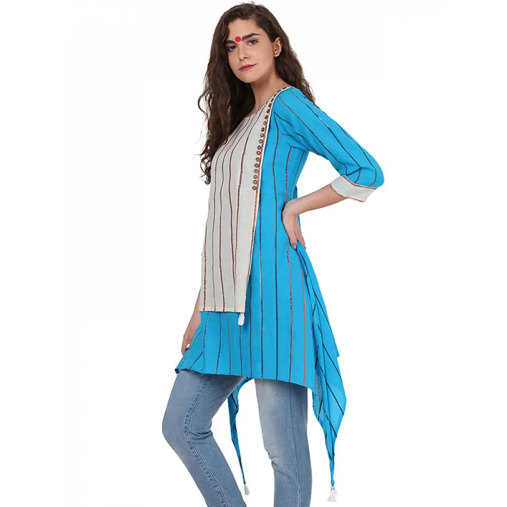खेस ✥ Khesh blue & white tunic ✥ l