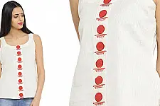 Bindi . बिंदी ⚫ Sleeveless top with bindi embroidered box pleat ⚫ 5