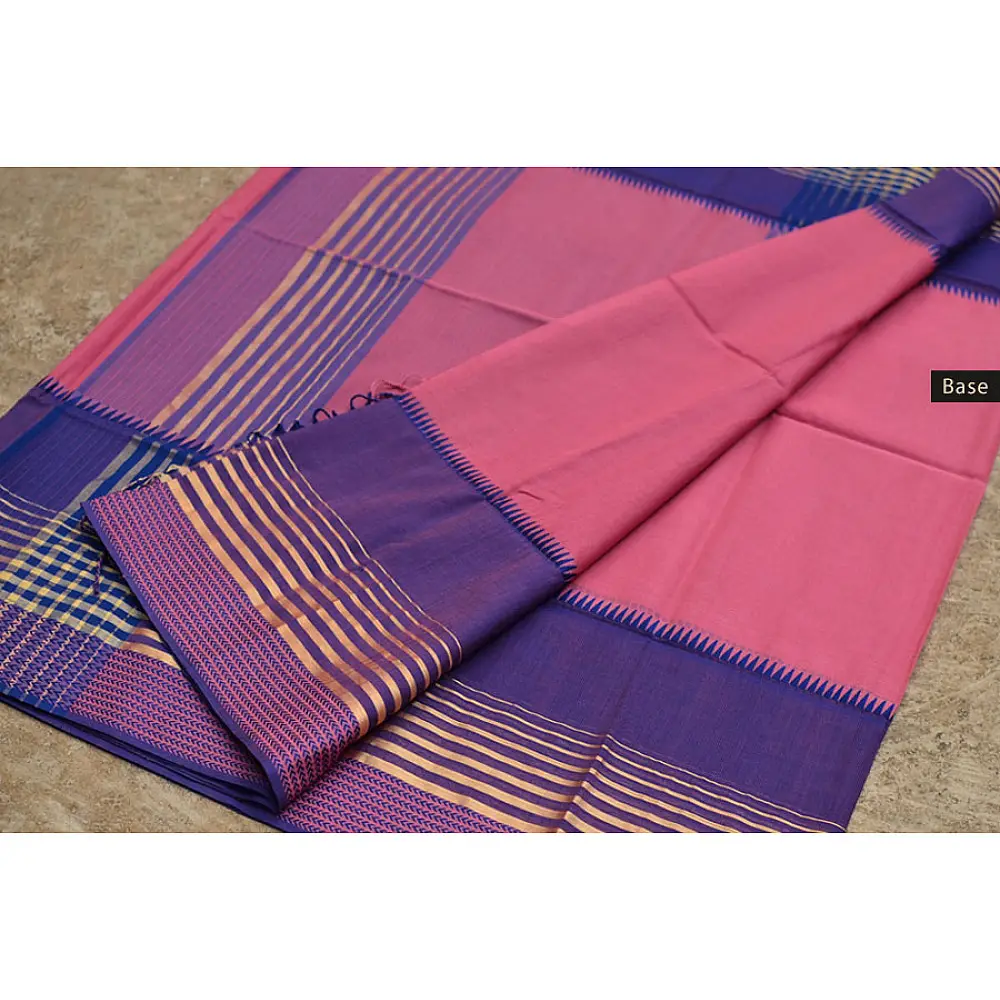 handwoven maheshwari silk saree - pink