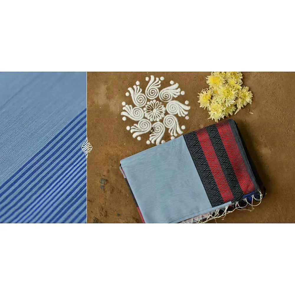 maheshwari handloom silk - sky blue saree