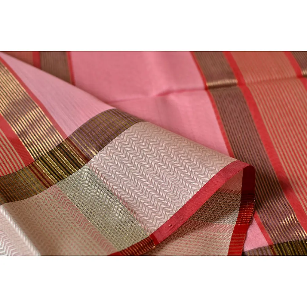 handloom maheshwari cotton silk saree - baby pink color