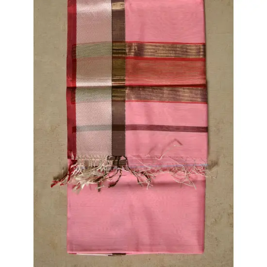 handloom maheshwari cotton silk saree - baby pink color