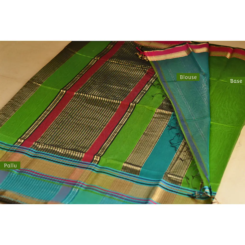 shop maheshwari silk saree - green 