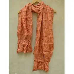 Twinkle Drops ♦ Habotai Silk . Natural Color Bandhani Stole ♦ 14