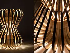 Infinity - Small - Natural Lacquer ☙ Bamboo . Floor lamp - 7