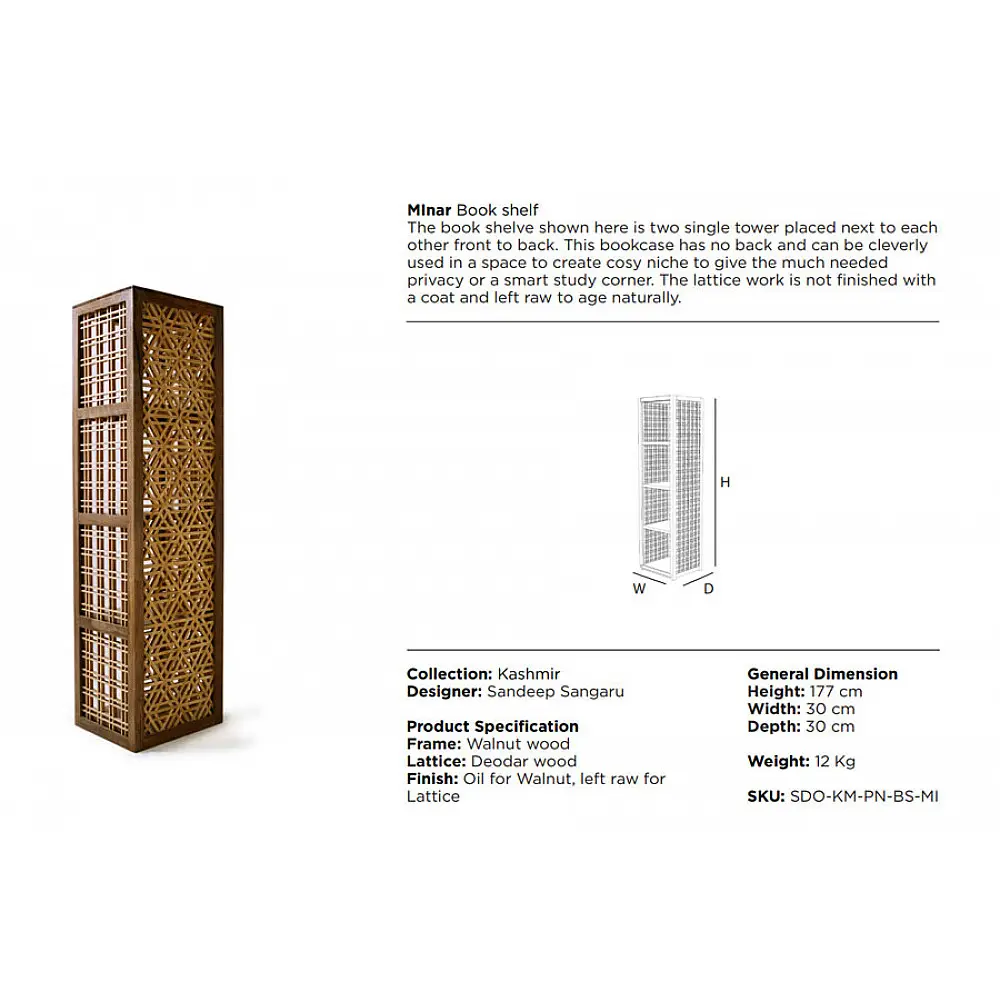 Kashmiri Pinjra Kari . Minar Book Shelve { Single Unit }  - 3