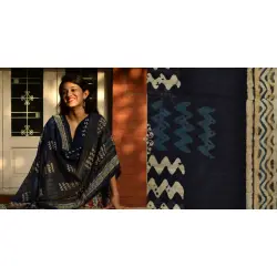 Indigo grounds ~ Batic Indigo * Chanderi Dupatta * 10 *