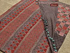 उत्सव  ◈ Mul Cotton . Ajrakh saree ◈ 16