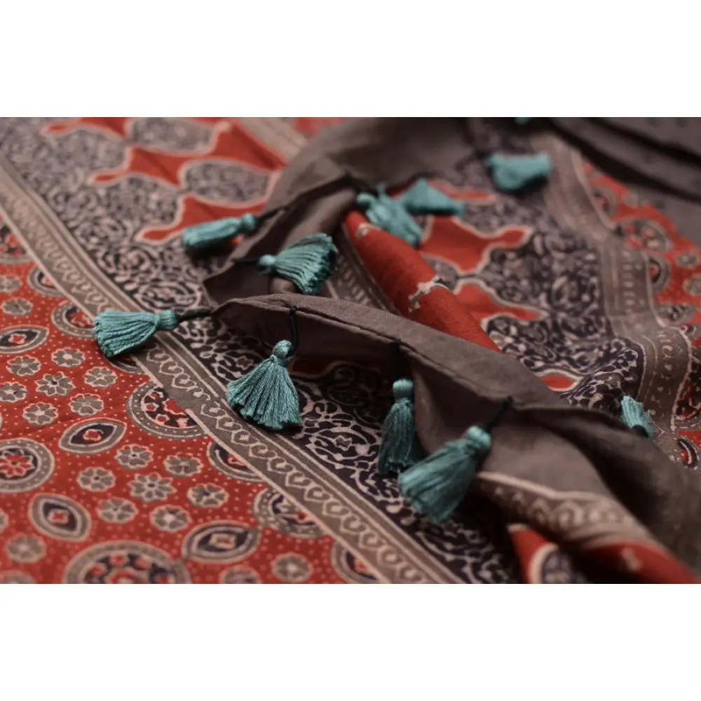 उत्सव  ◈ Mul Cotton . Ajrakh saree ◈ 16