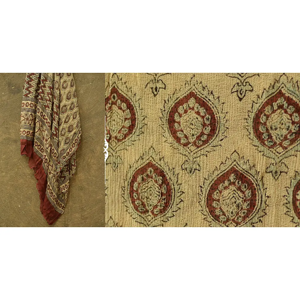 The trails to flowerbeds  ~ Vegetable colors Ajrakh dupatta ~ 1