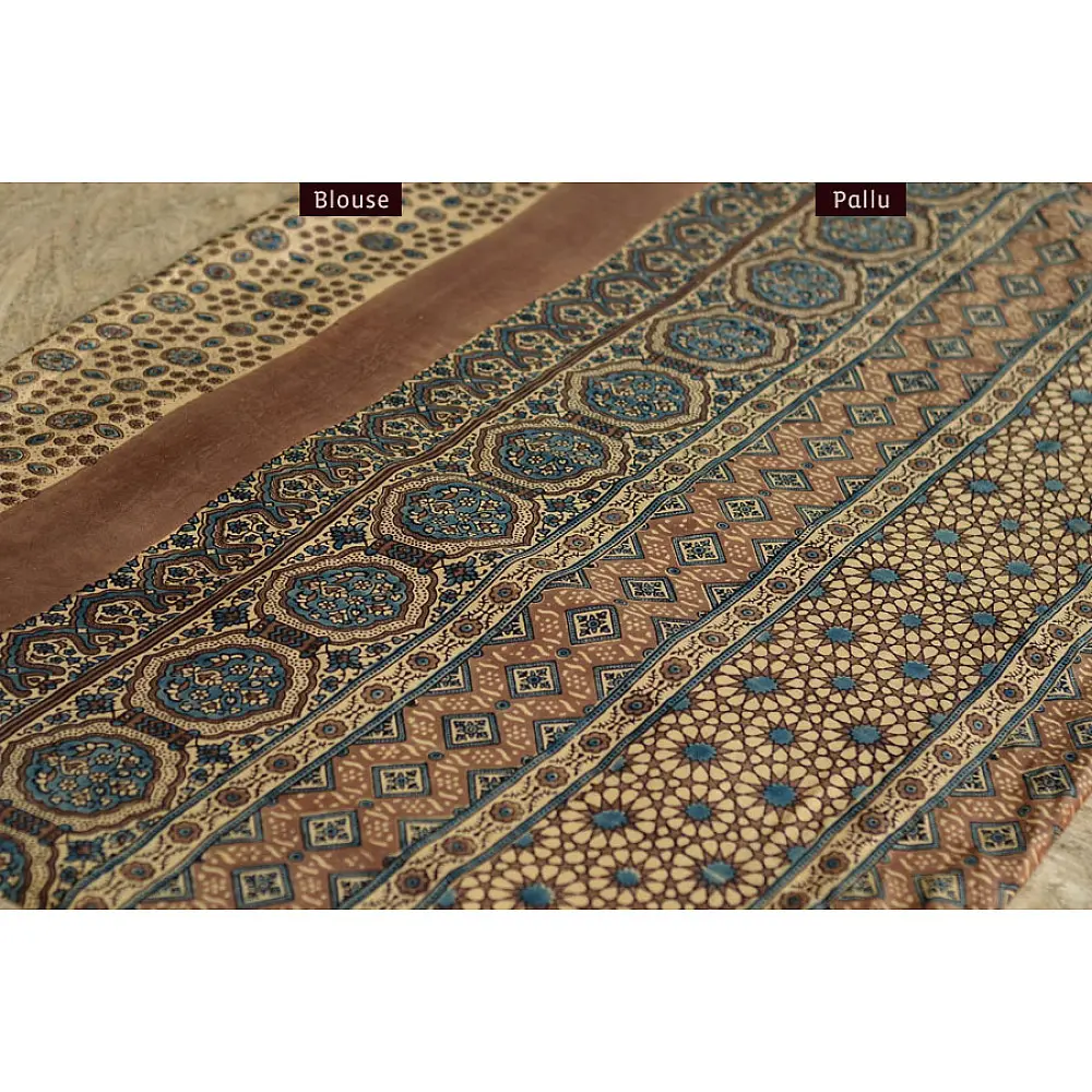 Ambily ★ Tie-Dye & Ajrakh ★ Gajji Silk Saree . 17