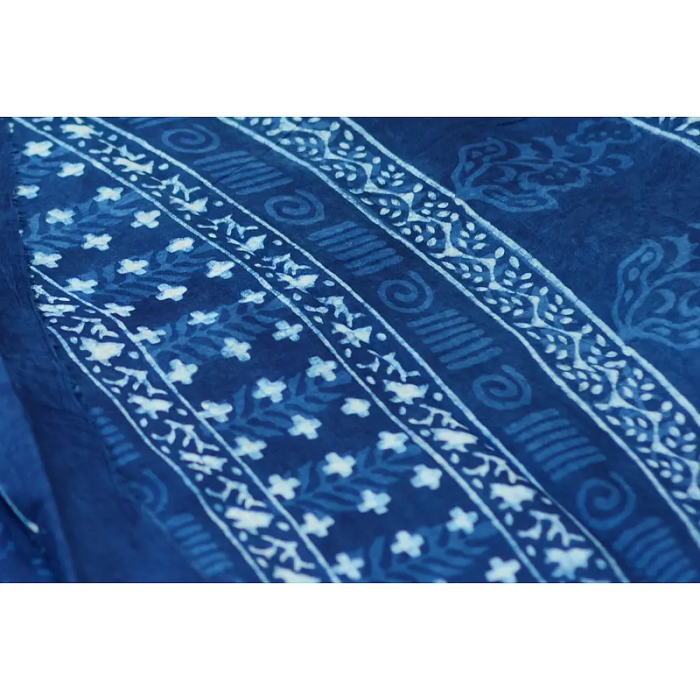 Syaama ~ Indigo Dabu printed . Cotton Saree ~ 1
