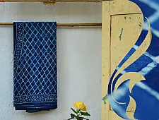 Syaama ~ Indigo Dabu printed . Cotton Saree ~ 1