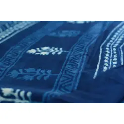 Syaama ~ Indigo Dabu printed . Cotton Saree ~ 10