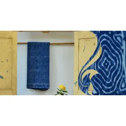 Syaama ~ Indigo Dabu printed . Cotton Saree ~ 4